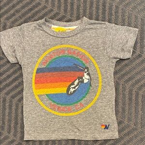 Aviator Nation Kids Gray Tee with Rainbow Logo